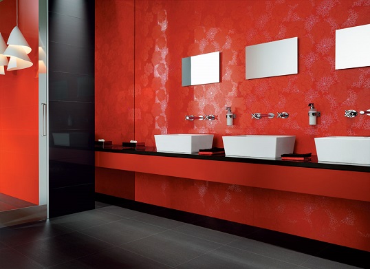 Красная ванная комната: дизайн ванной в красном цвете, 50+ фото