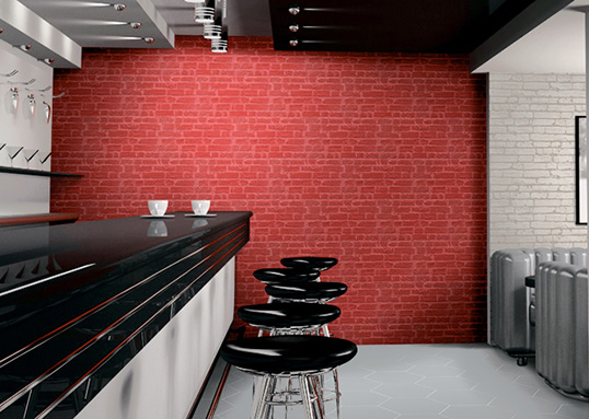 Красный кирпич в дизайне комнаты